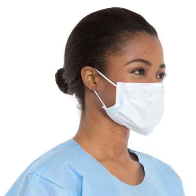 Nurse wearing facial covering