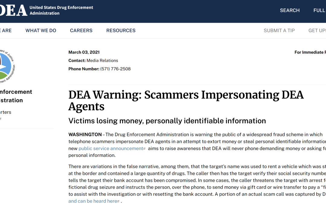 DEA Scam Warning