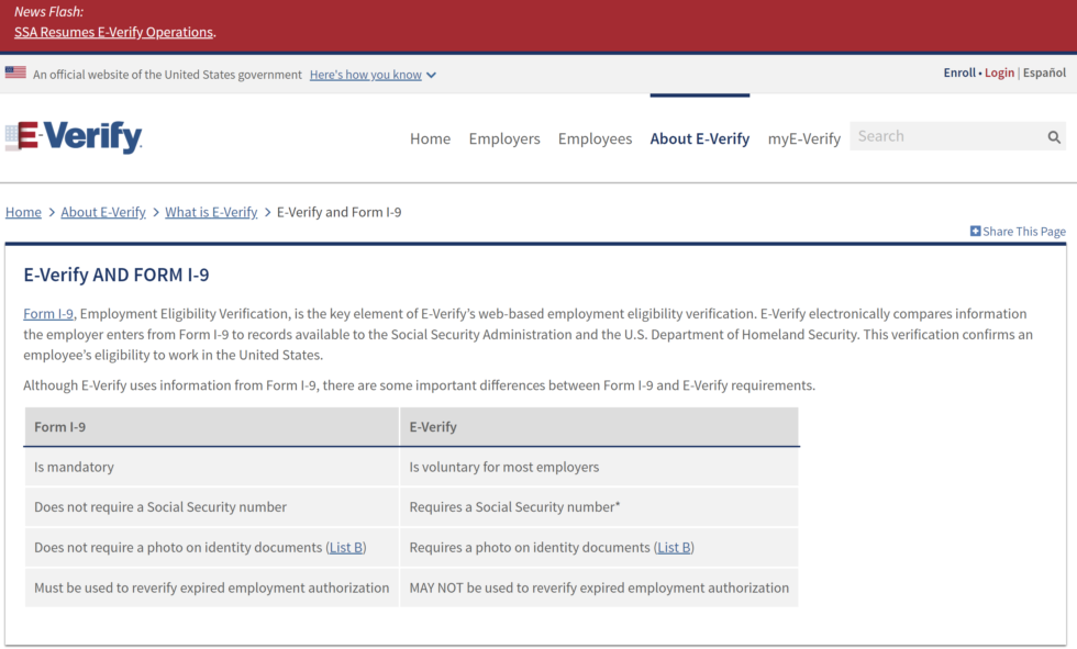 Use Of I 9 Form And The E Verify System Practice Compliance Solution